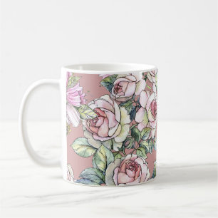 Waterverf Tuin: Roos Tulp Elegance. Koffiemok