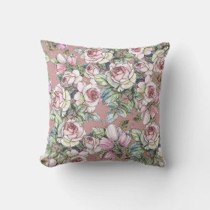 Waterverf Tuin: Roos Tulp Elegance. Kussen