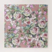 Waterverf Tuin: Roos Tulp Elegance. Legpuzzel (Horizontaal)