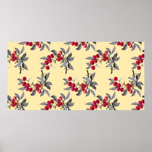 Waterverf tuin rowan plant naadloos op poster (Voorkant)