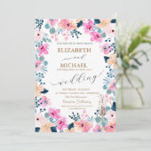 Waterverf Tuin Roze Bloemen Kaart (Staand voorkant)