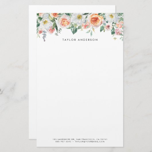  Waterverf Tuin Rozen Garland Custom Briefpapier (Voorkant / Achterkant)