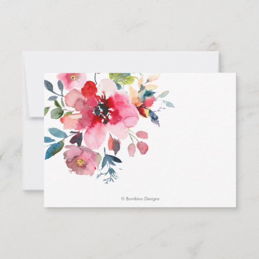 Waterverf Tuin Rozen, Rode Ombre RSVP Kaart (Achterkant)