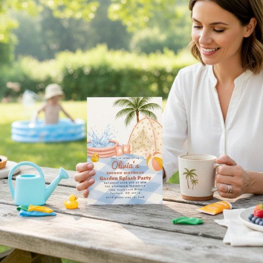 Waterverf Tuin Spetterfeest Uitnodiging