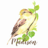 Waterverf Tuin Vogel Dier Natuur Aangepaste Naam Sticker (Voorkant)