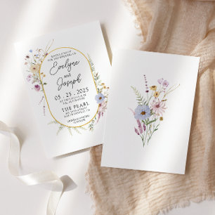 Waterverf Tuin Wildbloemen Boho Modern Bruiloft Kaart