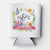 Waterverf tuin wilde bloemen bruiloft monogram blikjeskoeler (Voorkant)