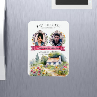 Waterverf tuin wilde bloemen lente bruiloft foto magneet