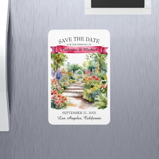 Waterverf Tuin Wilde Bloemen Lente Save The Date Magneet