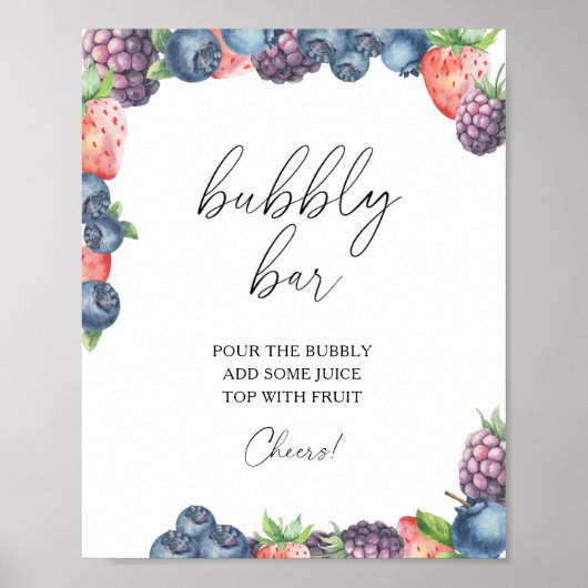 Waterverf tuinbessen - bubbly bar poster (Voorkant)