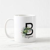 Waterverf tuinbloem monogram zwarte koffie mok (Links)