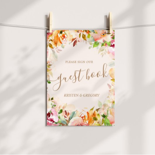 waterverf tuinbloem Woensdag gastenboek Poster