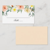 Waterverf tuinbloemen. Blush bloemenbruiloft Plaatskaartje (Voorkant / Achterkant)