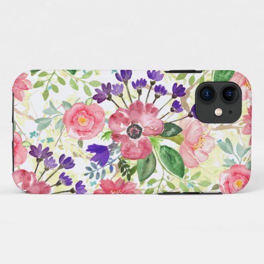 Waterverf tuinbloemen Case-Mate iPhone case (Achterkant (horizontaal))
