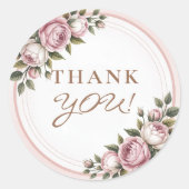Waterverf Tuinbloemen Dank u Ronde Sticker (Voorkant)