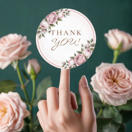 Waterverf Tuinbloemen Dank u Ronde Sticker