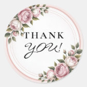 Waterverf Tuinbloemen Dank u Ronde Sticker (Voorkant)