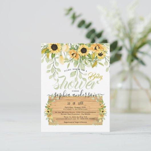 Waterverf Tuinbloemen en Baby shower van hout Kaart (Staand voorkant)