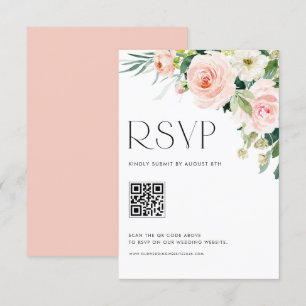 Waterverf Tuinbloemen Huwelijk QR Code RSVP Kaartje