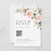 Waterverf Tuinbloemen Huwelijk QR Code RSVP Kaartje (Voorkant)