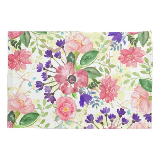 Waterverf tuinbloemen kussensloop (Achterkant)