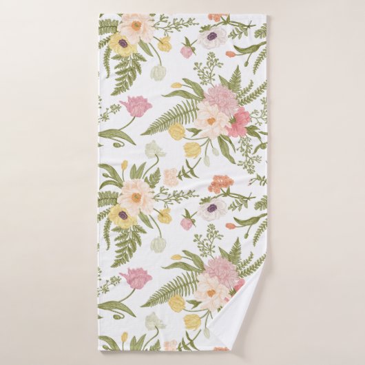 Waterverf Tuinbloemen Mooie Natuur Badhanddoek (Badhanddoek)