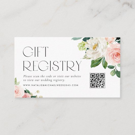 Waterverf Tuinbloemen QR Code Trouwregister Informatiekaartje (Voorkant)