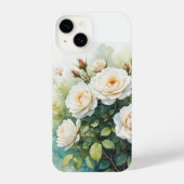 Waterverf tuinbloemen witte rozen iPhone hoesje (Achterkant)