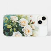 Waterverf tuinbloemen witte rozen iPhone hoesje (Achterkant horizontaal)