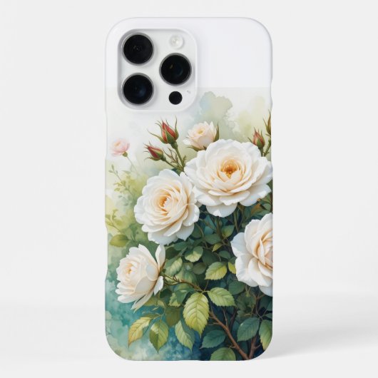 Waterverf tuinbloemen witte rozen iPhone hoesje (Achterkant)