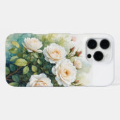 Waterverf tuinbloemen witte rozen iPhone hoesje (Achterkant horizontaal)