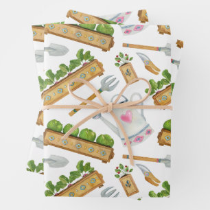 Waterverf tuingereedschap, Planten, gieter Inpakpapier Vel