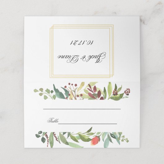 Waterverf Tuingrens en Bourgondië Plaatskaartje (Buitenkant ongevouwen)