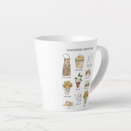 Waterverf Tuinieren Tools Zonnebloem Tuin Latte Mok (Rechterhoek)