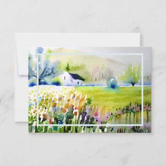 Waterverf tuinkerk gepersonaliseerd notitiekaartje (Voorkant)