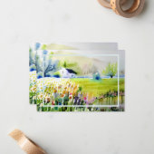 Waterverf tuinkerk gepersonaliseerd notitiekaartje (Voorkant / Achterkant in situ)