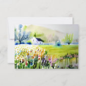 Waterverf tuinkerk gepersonaliseerd notitiekaartje (Achterkant)