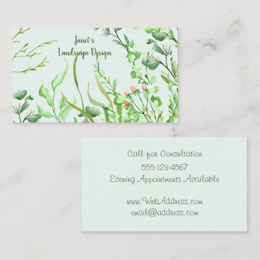 Waterverf tuinontwerp visitekaartje (Voorkant / Achterkant)