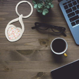 Waterverf tuinpatroon sinaasappel Metalen Sleutelh Sleutelhanger