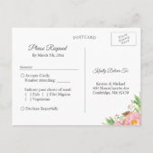 Waterverf Tuinroze Confetti RSVP Antwoord Uitnodiging Briefkaart (Achterkant)