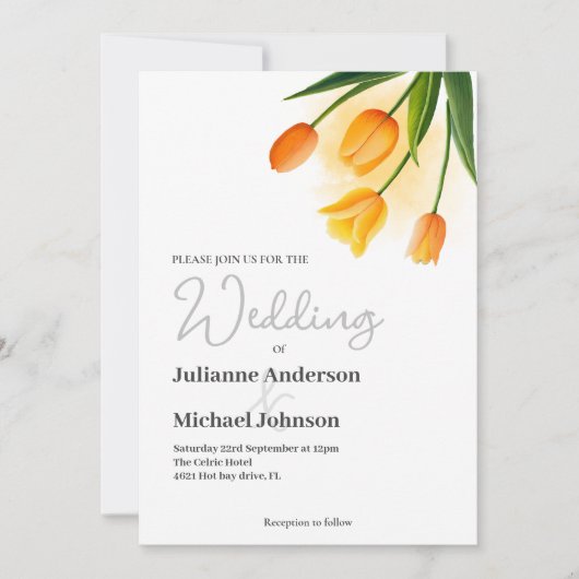 Waterverf Tulip bruiloft uitnodiging (Voorkant)