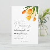 Waterverf Tulip bruiloft uitnodiging (Staand voorkant)