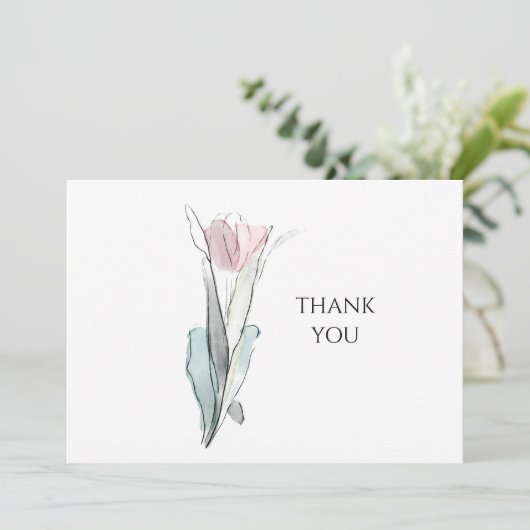 Waterverf Tulip Eenvoudige begrafenis Dank u Bedankkaart (Staand voorkant)