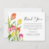 Waterverf Tulip Florals Funeral Memorial Bedankkaart (Voorkant)