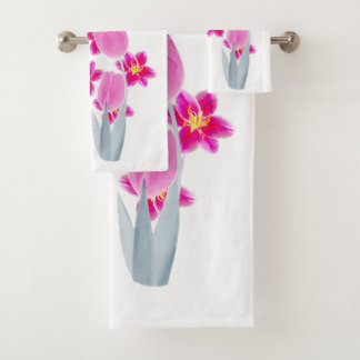 Waterverf Tulip Lily Floral Bad Handdoek