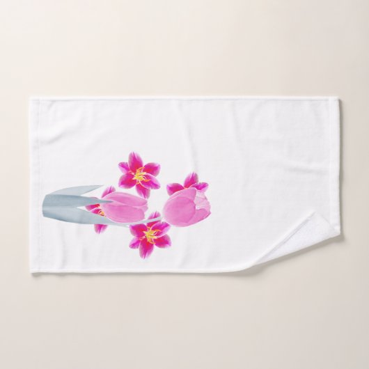Waterverf Tulip Lily Floral Bad Handdoek (Handdoek)