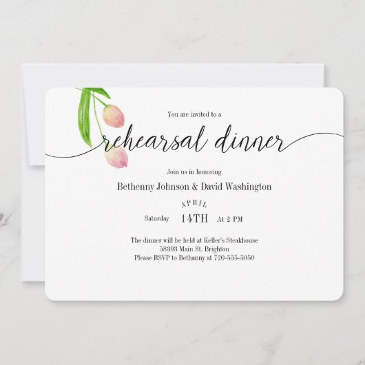 Waterverf Tulip repetitie binnenste uitnodiging (Voorkant)