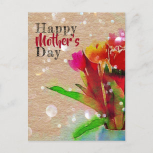 Waterverf Tulips Bouquet Happy Moederdag Briefkaart