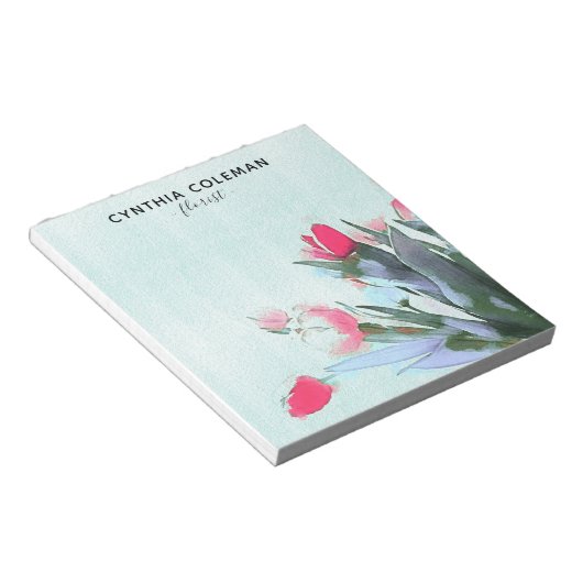 Waterverf Tulips Bouquet Illustrator Florist Notitieblok (Schuin)