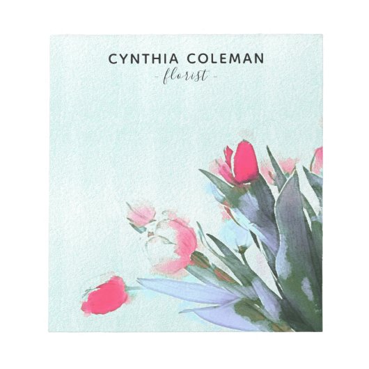 Waterverf Tulips Bouquet Illustrator Florist Notitieblok (Voorkant)